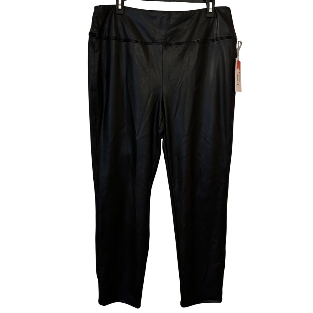 Soft Surroundings Women's Faux Leather Pants Large NWT Black High Rise